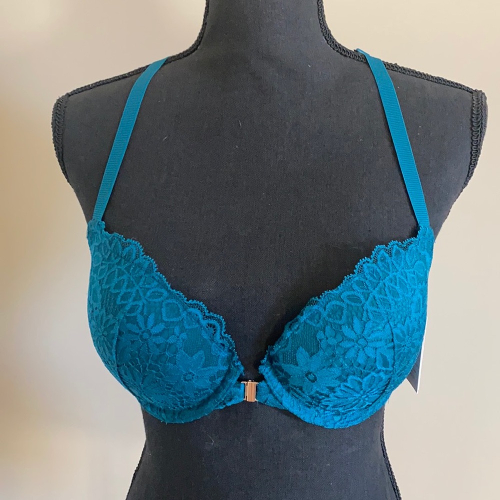 Auden - NWT Lace, Teal, Racer-Back Push-Up Bra, Size 34C